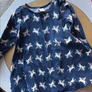 Hanna Andersson Blue Unicorn skater  Dress with pockets